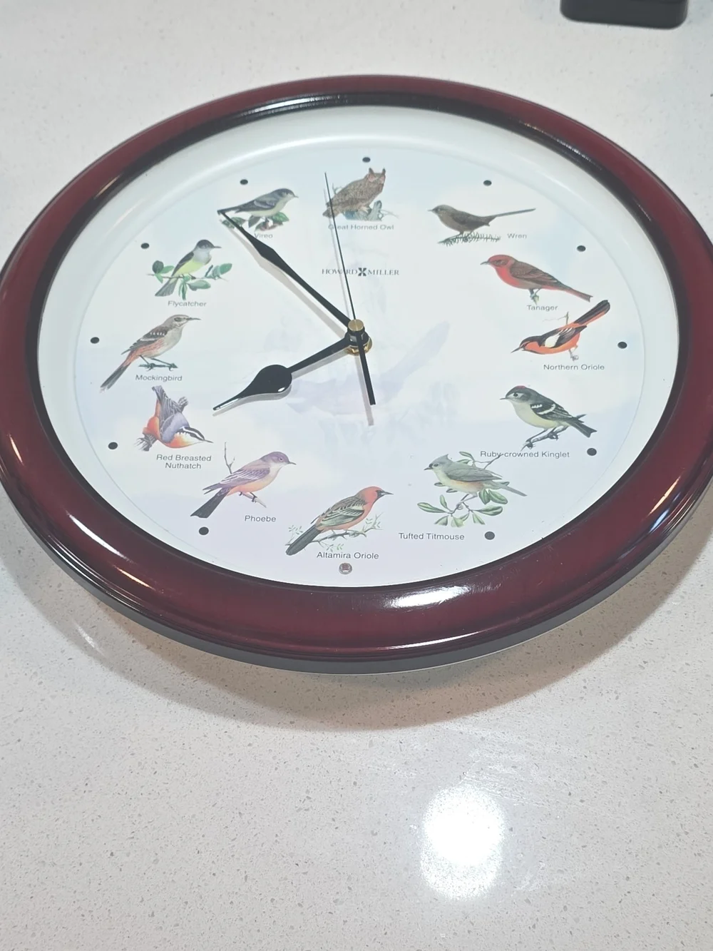 Howard Miller Bird  Wall Clock in Mahogany Frame On The Hour Each Bird Sings